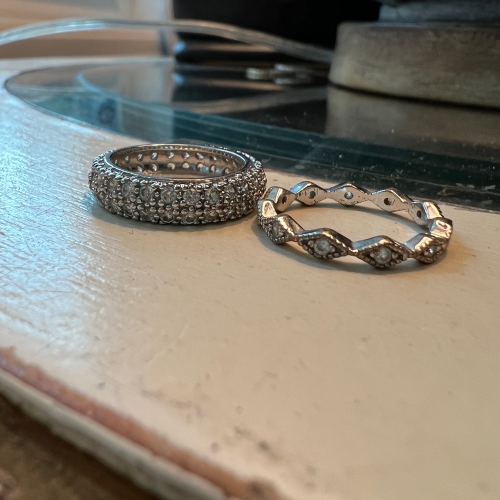 nadri set of 2 eternity bands silver CZ